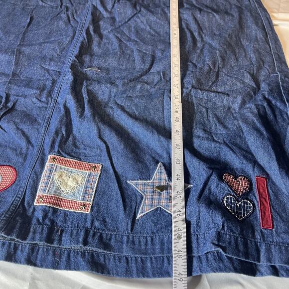 Koret City Blues Denim Jumper Dress 20W Patriotic Appliqué Buttons Lightweight - Picture 3 of 9